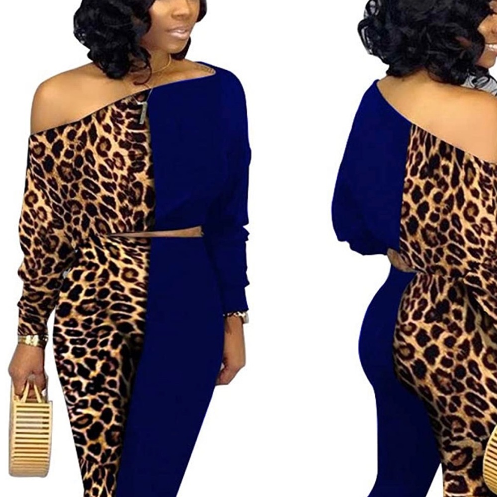 SOLD - 2 Piece long sleeve jogger w/ leopard print